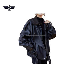 Chaqueta tejida transpirable de piel de oveja marrón de gran tamaño para mujer, abrigo de un solo botón de cuello alto para otoño - Product Image 5