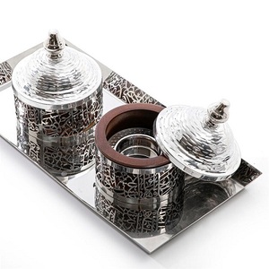 Bols à fruits secs en acier inoxydable de conception unique avec couvercle et plateau Vaisselle de qualité supérieure Bol à dessert en Inde - Product Image 3