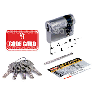 CILINDRO DE MEDIA SEGURIDAD Scudo 9000 Niquelado A prueba de rasgaduras Pasadores de acero inoxidable 5 llaves Tarjeta de código - Product Image 1