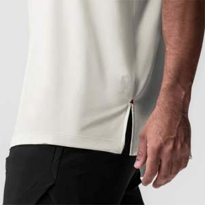 Camiseta de entrenamiento de gran tamaño de marfil, camiseta de gimnasio de rendimiento que absorbe el sudor, antimicrobiano, camiseta de entrenamiento atlético Boxy Fit de secado rápido - Product Image 5