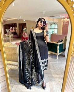 Nuevo diseñador étnico desgaste fiesta desgaste bordado trabajo Top con Dupatta conjunto Salwar Kameez Kurti pantalón venta al por mayor cintura Natural - Product Image 2