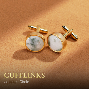 Boutons de manchette en jadeite Fengshui pour homme en or 18 carats de qualité supérieure - MSDAXL005 |   Collection Tinh Vu |   Vietnam - Product Image 5