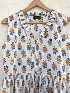 Main bloc imprimé sans manches robe d'été | Robe en coton | Imprimé floral | Fait à la main - Product Image 4