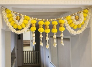 Guirnalda Floral de caléndula de jazmín Toran Artificial Bandarwal Ganesha colgante de pared para decoraciones de boda cenefas de puerta de templo - Product Image 6