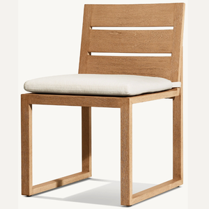 Fauteuil sans accoudoirs en teck, style moderne et épuré, idéal pour l'extérieur, avec mousse souple et résistante. - Product Image 2