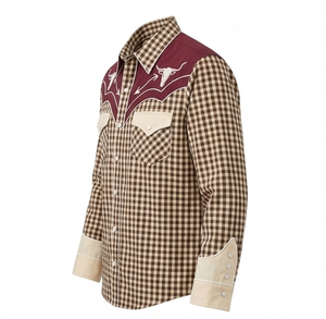 Camisa Vaquera Unisex de Manga Larga con Bordado Floral, Estilo Rodeo, Cierre de Botones, Corte Ajustado, Ribete en Contraste, 100% Algodón - Product Image 4