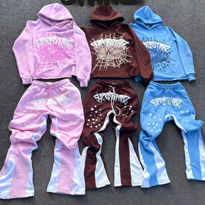 Survêtement évasé survêtement lavé à l'acide pour hommes personnalisé tarif de gros imprimé lavé à l'acide évasé survêtement et ensemble de sweat à capuche - Product Image 1