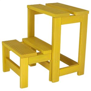 WELL HOME Taburete de madera de 2 escalones 32x23x40 cm acabado amarillo - Product Image 1
