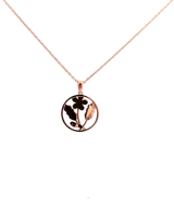 Collier pour femme JM Jewelry en laiton plaqué or 22 carats, fleur de lavande chrétienne Feng Shui, paix, guérison, bénédiction spirituelle