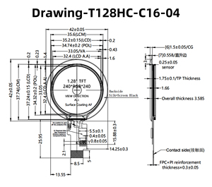 1.28 inch 240*240 CTP LCD Bảng điều chỉnh thông minh đồng hồ tròn màn hình cảm ứng IPS 240x240 4 dây SPI RGB giao diện IC gc9a01 cst816d - Product Image 4