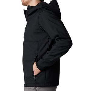 Custom Logo Men's <b>Black</b> Softshell Jacket Breathable <b>Windbreaker</b> with Stand Collar Zipper Closure Waterproof Warm for Outdoor Use - Product Image 3
