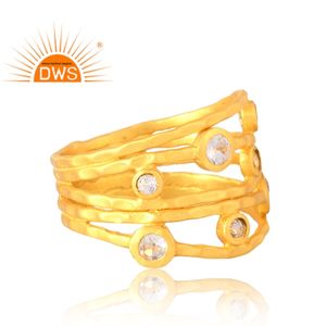 แหวน925เงินสเตอร์ลิง18K ชุบทอง18K แหวนพลอยบุษราคัมสีขาวธรรมชาติ - Product Image 4