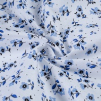Tissu en polyester pour textiles de maison, imprimé floral bleu, microfibre à petit motif botanique pour la literie, vente en gros