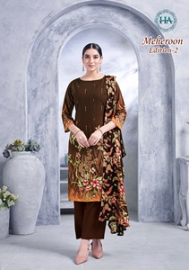 Elegant Pure Viscose Rayon Designer <strong>Unstitch</strong> salwar kameez Printed <strong>Fabric</strong> with Fancy Swarovski Work - Product Image 4