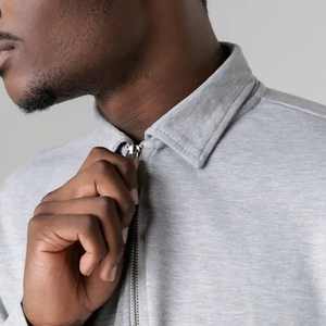 Camiseta de Manga Larga con Cierre de Cremallera para Hombre, Cuello Elegante, Felpa Sólida, 100% Algodón, Transpirable, Secado Rápido, Informal, para Actividades al Aire Libre, Multicolor - Product Image 4