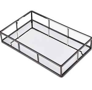 Plateau de service rond en acier inoxydable doré avec finition en métal cuivre laiton pour le stockage ou l'affichage de cosmétiques de bijoux - Product Image 3