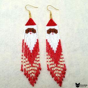 Couleurs personnalisées Père Noël perles de rocaille broderie à la mode en forme d'étoile boucles d'oreilles pour les fêtes chrétiennes bijoux de vacances - Product Image 4