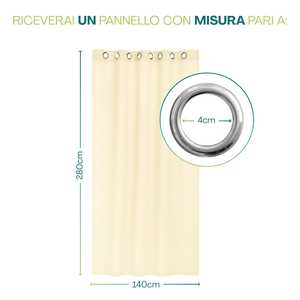 Elegante pannello 140x280 cm tenda interna con occhielli in metallo Design Semi-opaco in vari colori - Product Image 2
