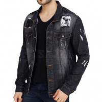 Veste en jean pour homme, style déchiré, streetwear, col rabattu, design personnalisable, 100% coton, séchage rapide, respirant