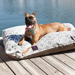 customized heavy duty chew proof non-slip bottom breathable rectangle dog bed for l