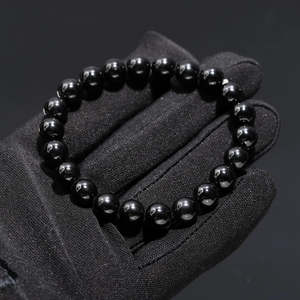 Handmade 8 mm Black Tourmaline Beaded Round Crystals <b>Bracelet</b> 7 Inches Onyx <b>Ball</b> Shape for Gift - Product Image 1