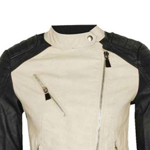 Chaqueta de Motociclista de Cuero y Lona Premium para Mujer, Estilo Vintage, Ajustada, Transpirable, Acolchada, Duradera, de Cuero Genuino - Product Image 3