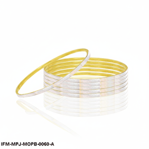 Handcrafted Mother of <b>Pearl</b> Inlay Brass Bangle Slim Minimalist Shell Inset <b>Gold</b> Tone <b>Bracelet</b> Gift For Her - Product Image 5