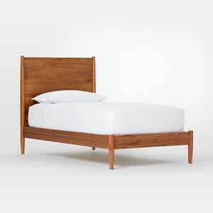Cama Infantil de Madera Maciza, Cama Individual, Estilo Mediados de Siglo, Acabado en Color Natural, Diseño Moderno para Dormitorio de Niños y Niñas - Product Image 1