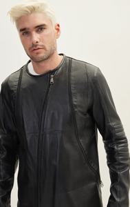 Abrigo de invierno sin cuello de cuero genuino de piel de oveja de calidad superior para hombre, transpirable y elegante diseño de calle principal - Product Image 2