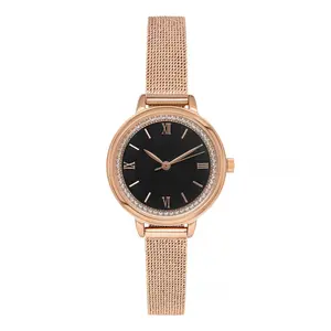 New Trendy Gold Quartz Watch Women Stainless Steel Wrist Watch Lady Shiny Diamond Jewelry Watches