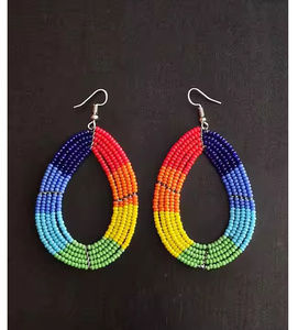 Pendientes de Borla con Cuentas de Arroz Arcoíris Hechos a Mano, Joyería Boho con Forma de Lágrima, Accesorios de Moda Coloridos para Festivales, para Mujer - Product Image 2