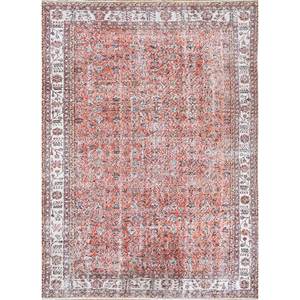 Alfombra de Lana Anudada a Mano de Gran Tamaño, Estilo Vintage, Pae-2659, Patrón Floral Rojo Naranja, para Sala de Estar, Pasillo, Rectangular, para Adolescentes - Product Image 1