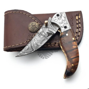 Venta caliente cuchillo de bolsillo plegable hecho a mano cuchillos de caza de acero de Damasco con mango de hoja de resina para mayoristas minoristas - Product Image 6