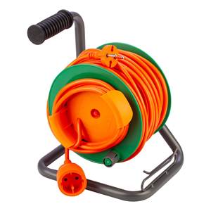 Enrollador de Cable Eléctrico (15m) H05VV-F 2x1.5mmq 1P para Jardín, Naranja y Verde, PP2702, Cables de Alimentación - Product Image 1