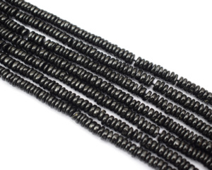 Piedras preciosas de espinela negra, forma de Heishi, hebras de cuentas de corte suave hechas a mano para accesorios y componentes de joyería - Product Image 2