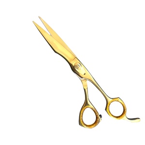 Ciseaux de coiffeur professionnels ciseaux de coiffure de coiffeur en acier inoxydable revêtus de couleur bleue avec pochette en cuir - Product Image 1