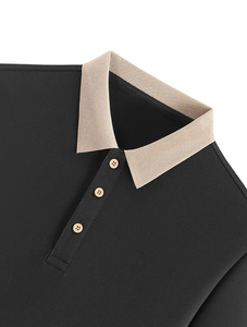 Chemise de golf décontractée pour homme avec drapeau français imprimé polyester tissu tricoté légèrement extensible coupe régulière col à revers bouton couleur unie - Product Image 6