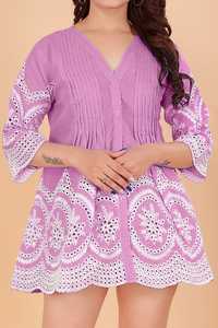 Vêtements décontractés Type de tunique pour femmes Vêtements ethniques indiens Manches cloche Kurti court Fabricant indien exportation Dernier OEM Kurti à vendre - Product Image 2