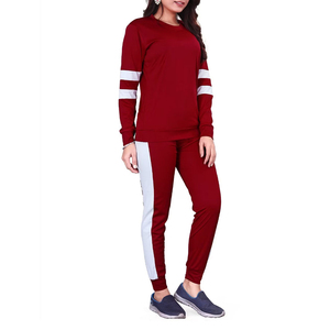 Femmes 100% coton décontracté Gym Jogging costumes motif solide à manches longues à capuche hiver survêtement 2 pièces à capuche pour grande taille - Product Image 3