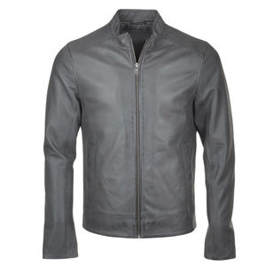 Chaquetas de cuero casuales de otoño para hombre con logo frontal GW-526, ropa de marca OEM, chaqueta de motociclista de mezclilla y lona tejida para hombre - Product Image 5