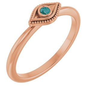 Anillo Apilable Stuller de Oro de 10k con Diseño de Ojo Turco y Piedra Turquesa de Corte Marquesa, Chapado en Platino y Rodio de 14k, para Uso Diario - Product Image 1