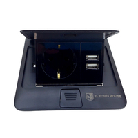 Soket lantai dengan Grounding, dengan 2 Port USB 16A IP44 EU/US/UK standar Pop Up, Soket Daya plastik ABS pemasangan tersembunyi lantai