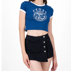 Camisetas Cortas de Algodón 100% para Mujer, Precio al por Mayor, Alta Calidad, Estilo Hip Hop para Verano, Lisas, Teñidas, Ecológicas - Product Image 2