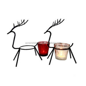 Portavelas creativo en metal con marco de ciervo, perfecto para fiestas de cumpleaños y decoración de celebración de Navidad, artículos de decoración festiva - Product Image 1