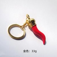Porte-clés pendentif piment en émail alliage, breloque corne rouge, chaîne argentée, porte-clés piment italien, porte-clés porte-bonheur