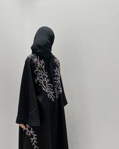 Abaya longue en satin de soie de luxe en gros pour femmes, robe musulmane sur mesure petite taille, manches à volants, anti-rides, faite à la main, de haute qualité, pour la prière - Product Image 5