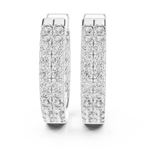 Pendientes de Aro con Corte en U de Doble Fila de Moissanita Redonda, Plata de Ley 925, 72 Piedras - Product Image 5