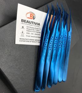 แหนบต่อขนตาพลาสม่าสีฟ้าพิมพ์ลายดาวปรับแต่งได้อุปกรณ์แต่งขนตาแบบมืออาชีพทำจากสเตนเลสอย่างยั่งยืน - Product Image 3