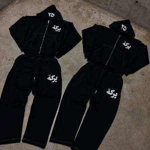 Ropa Deportiva de Invierno para Hombre, Estilo Urbano, con Capucha, 100% Algodón, Felpa, Lavado Ácido, Bordado Desgastado, Tallas Grandes, Personalizable al por Mayor - Product Image 1