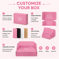 Boîtes d'expédition personnalisées haut de gamme pour produits de beauté et soins de la peau, couleur rose, imprimées, en carton ondulé, petites boîtes en papier mat, emballage cadeau
